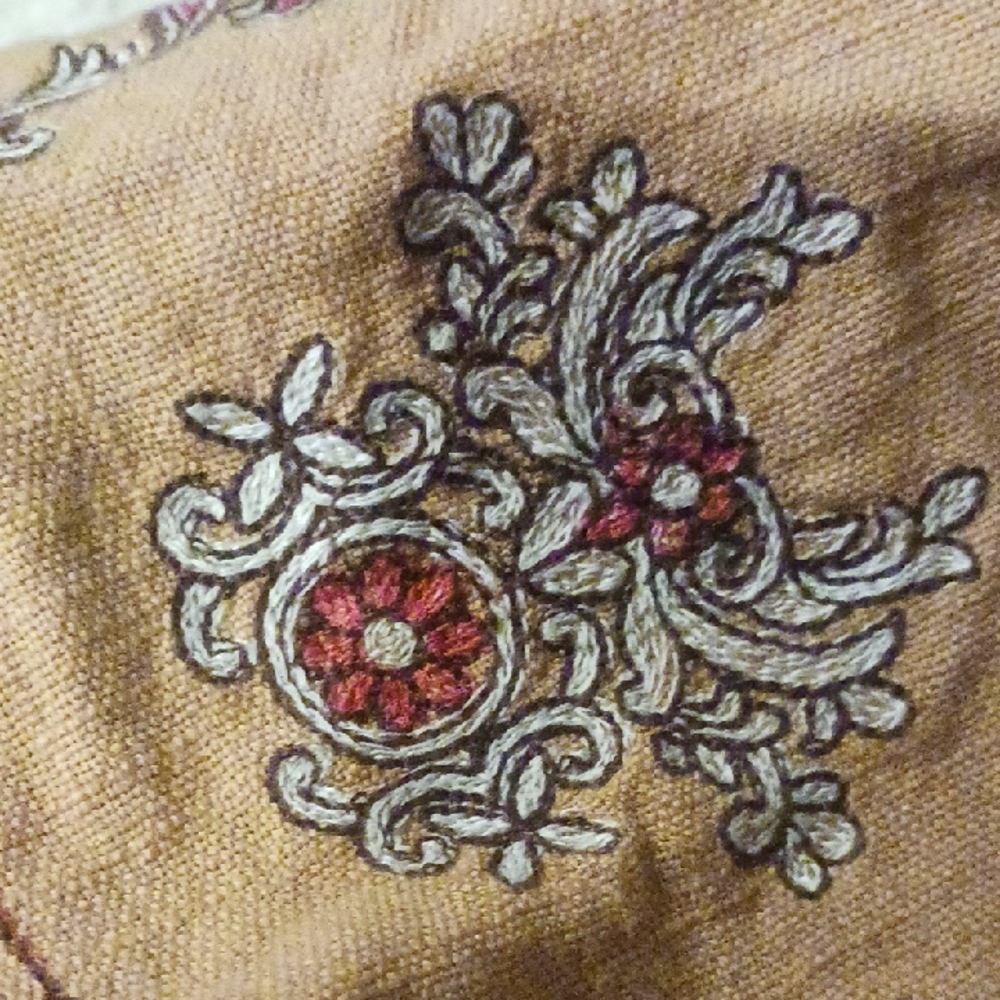 Anthropologie Floral Embroidered Mini Skirt - Tan and Pink - Picture 5 of 7